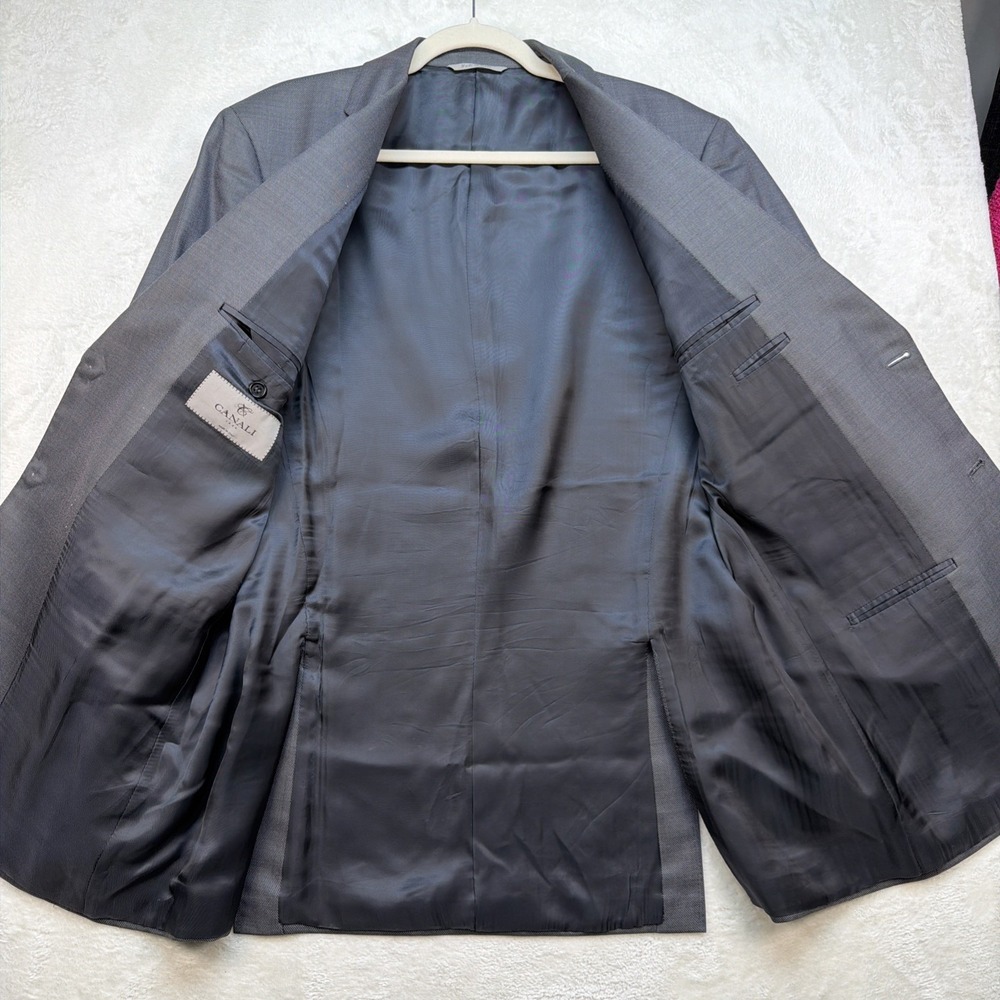 Canali Charcoal Pinstripe Suit 42R Classic Fit Wool Silk Italy Mens - Picture 9 of 16